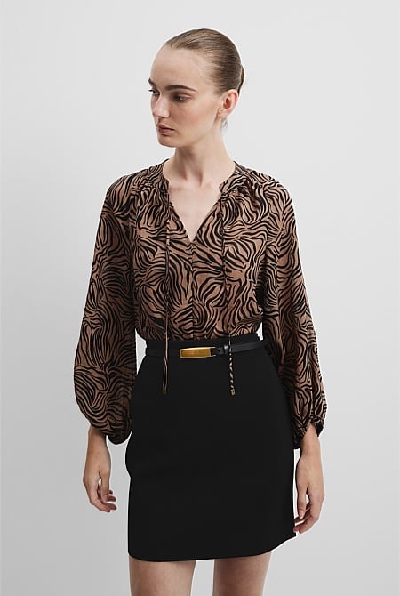 Print Blouson Blouse