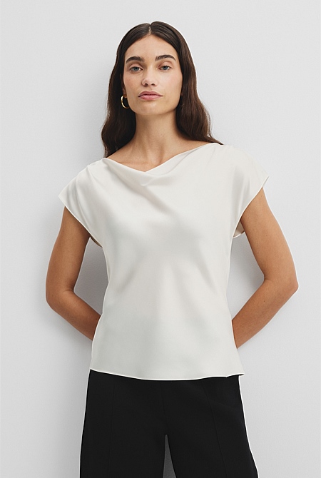Short Sleeve Satin Shell Top