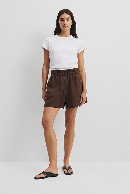 Organically Grown Linen Tie Detail Short