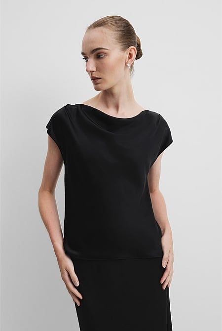 Short Sleeve Satin Shell Top