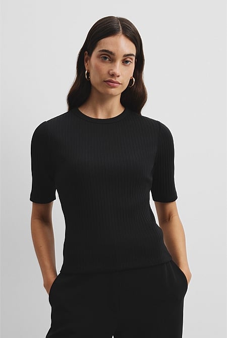 Australian Cotton Blend Short Sleeve Fitted T-Shirt