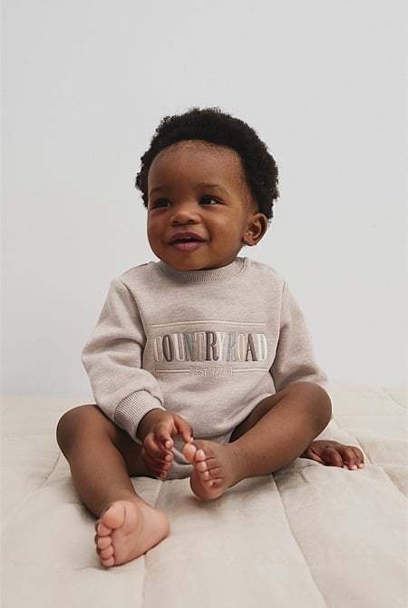 Organically Grown Cotton Logo Oversized Long Sleeve Bodysuit