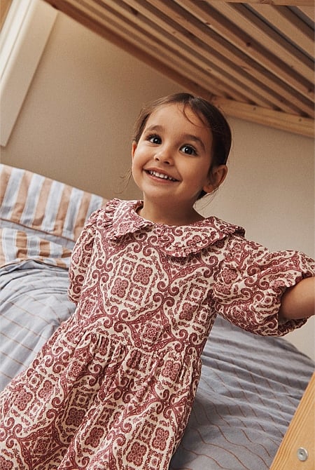 Frill Collar Print Dress