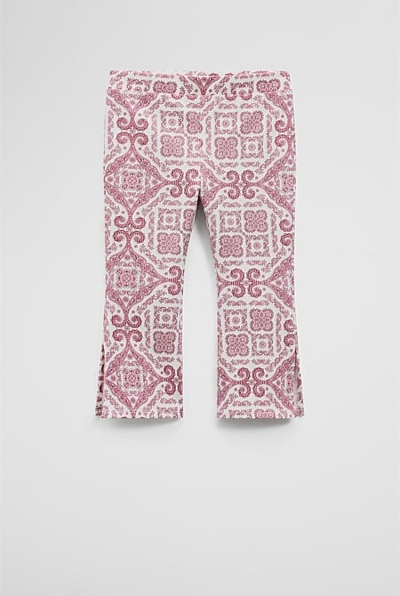 Organically Grown Cotton Blend Flare Paisley Legging