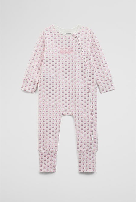 Organically Grown Cotton Blend Logo Zip Jumpsuit