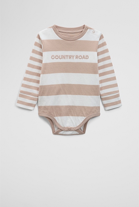 Spliced Stripe Long Sleeve Bodysuit