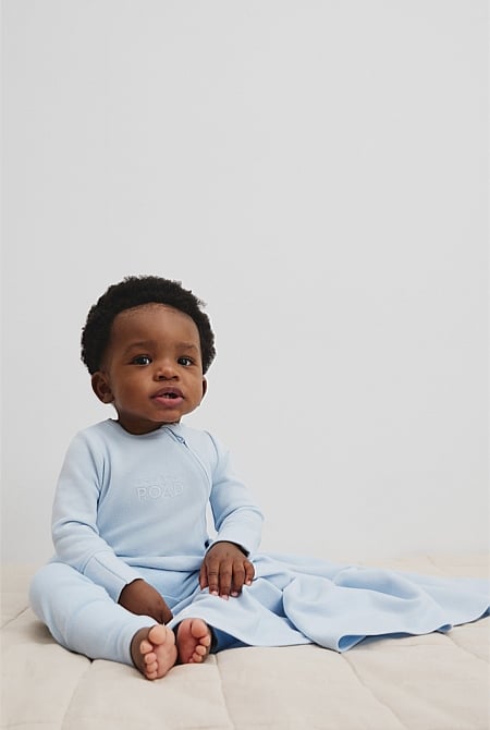 Organically Grown Cotton Blend Logo Zip Jumpsuit