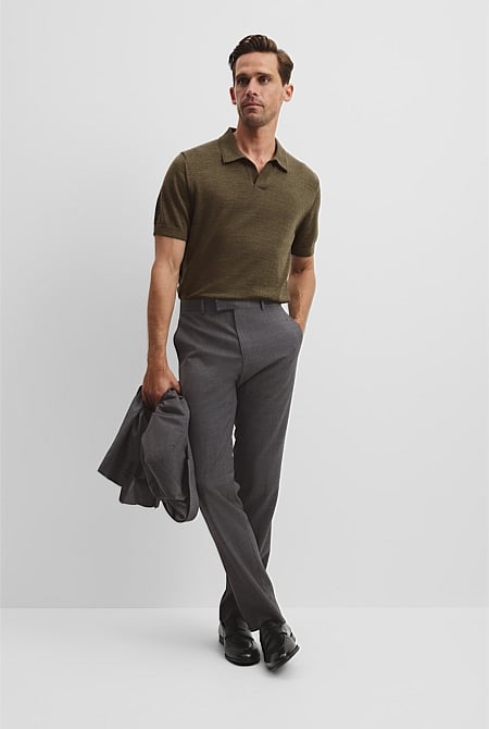 Short Sleeve Australian Merino Trophy Knit Polo