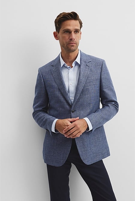 Regular Wool Blend Houndstooth Jacket