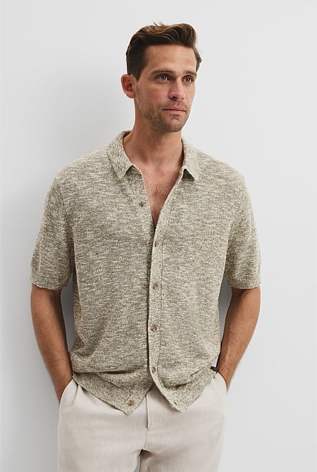 Linen Cotton Slub Knit Shirt