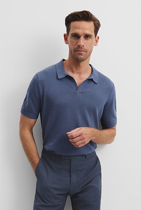 Linen Cotton Knit Trophy Polo