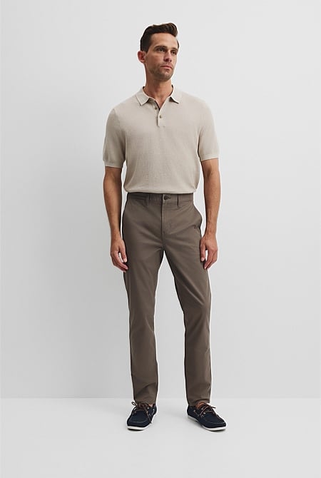 Short Sleeve Good Earth Cotton Pique Knit Polo