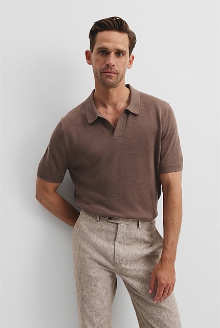 Linen Cotton Knit Trophy Polo