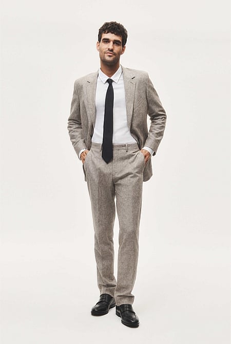 Regular Fit Linen Cotton Tailored Pant