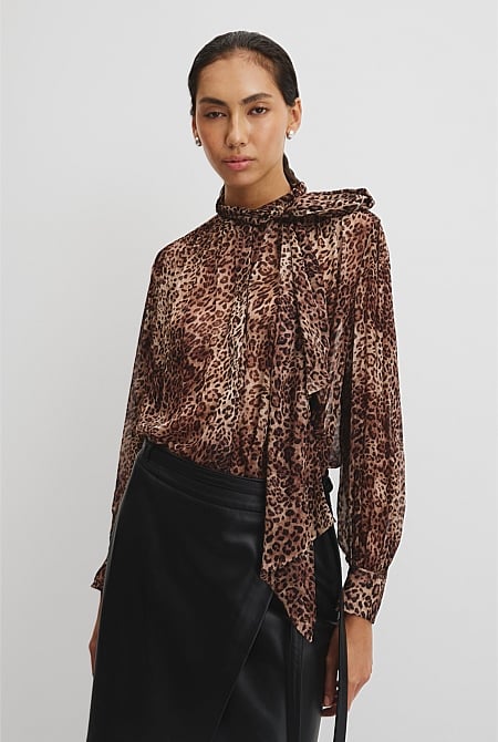 Print Pussybow Blouse