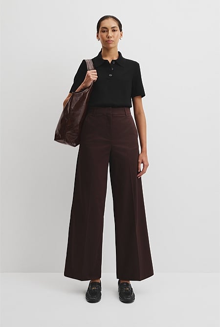 Cotton Sateen Wide Pant