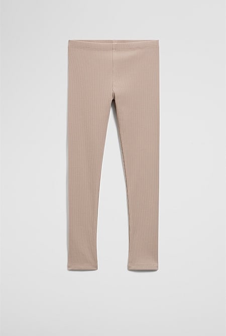 Organically Grown Cotton Blend Solid Rib Legging