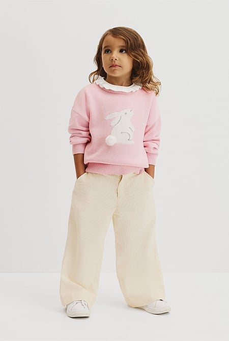 Organically Grown Cotton Blend Bunny Intarsia Knit