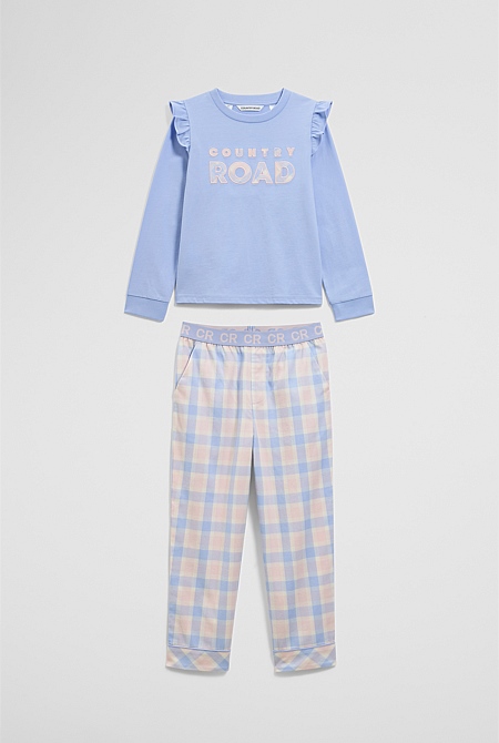 Australian Cotton Check Logo Pyjama Set