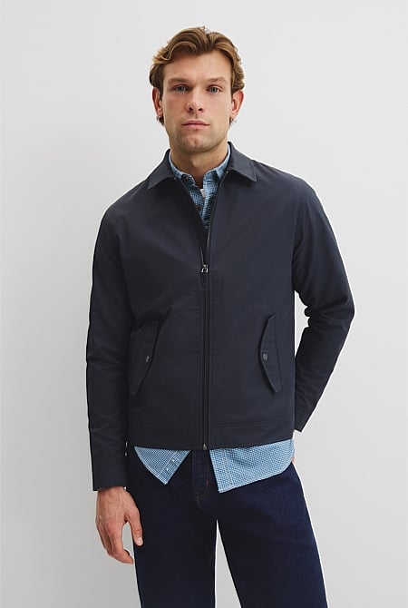 Cotton Blend Zip Through Jacket