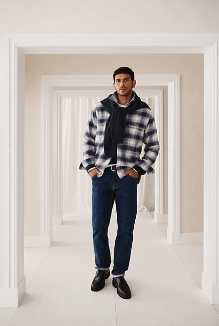 Cotton Flannel Check Overshirt