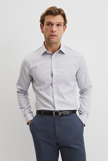 Slim Fit Gingham Travel Shirt