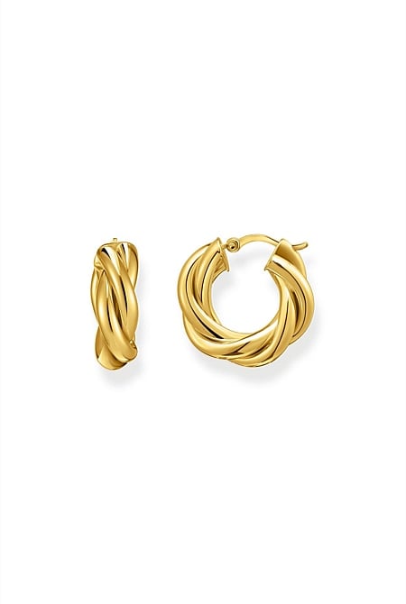 Twisted Hoop Earrings In Gold