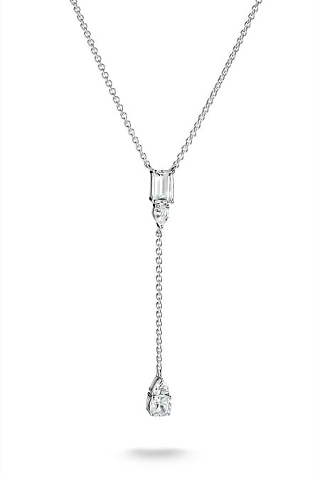 Bold Y Chain With Stones In Silver