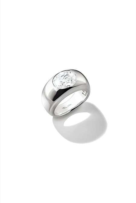 Statement Ring With Stones In Silver