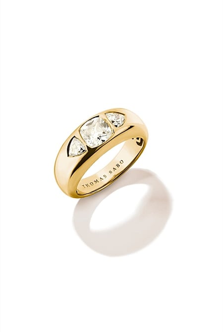Bold Ring With Stones In Gold