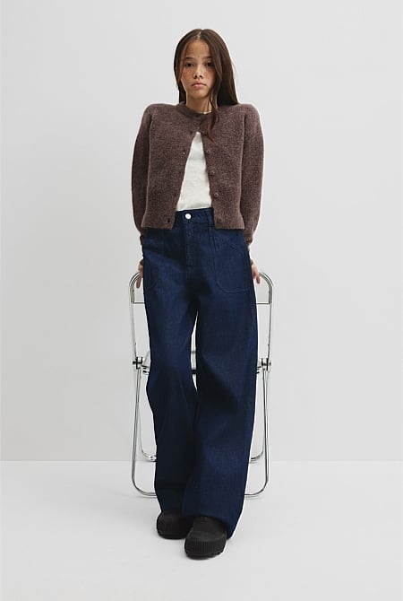 Teen Fluffy Crew Knit Cardigan