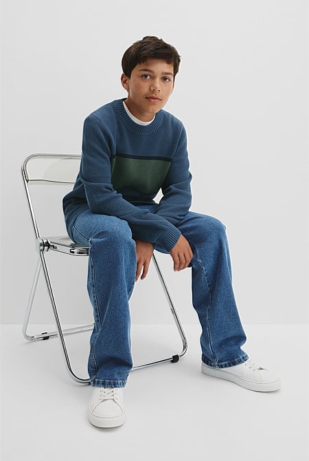 Teen Australian Cotton Stripe Textured Knit