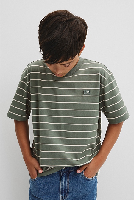 Teen Australian Cotton Relaxed Stripe T-Shirt