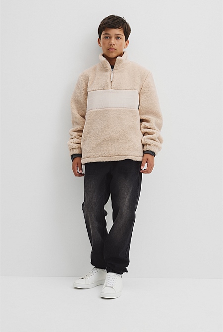 Teen Sherpa Half Zip Sweat