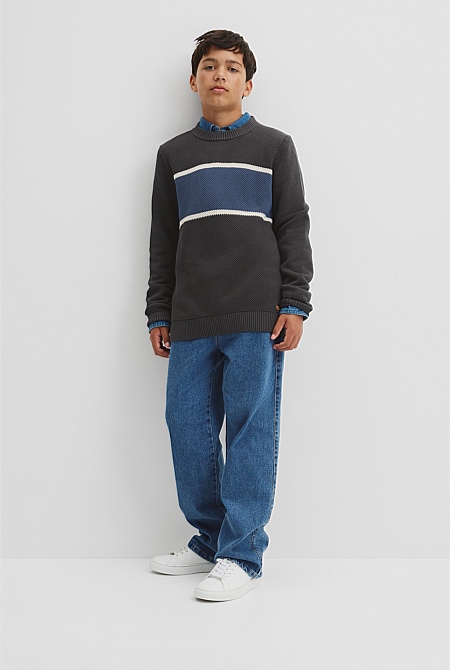 Teen Australian Cotton Stripe Textured Knit