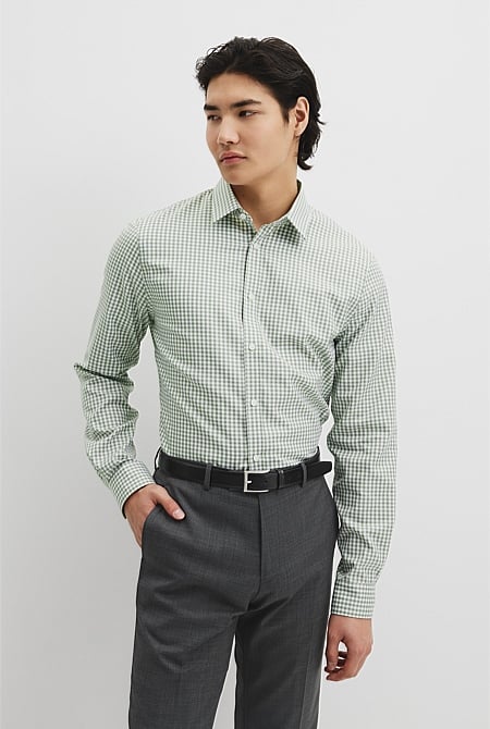 Slim Fit Gingham Travel Shirt