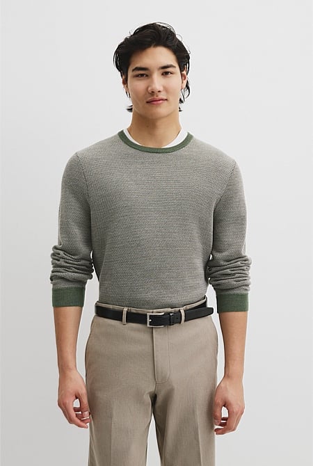Australian Merino Wool Jacquard Crew Neck Knit