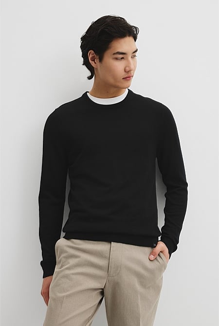Australian Merino Wool Long Sleeve Crew Neck Knit