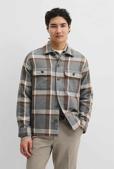 Regular Fit Cotton Blend Check Overshirt