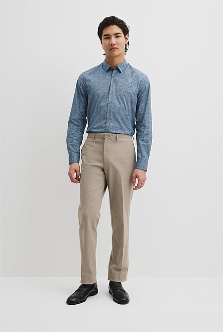 Slim Fit Cotton Leaf Print Shirt