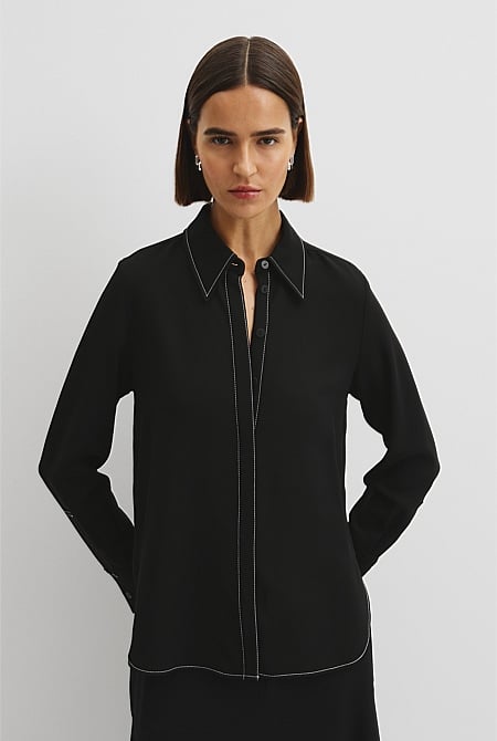 Button Through Crepe Shirt