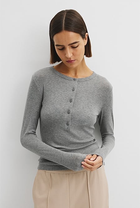 Soft Henley Longsleeve Top
