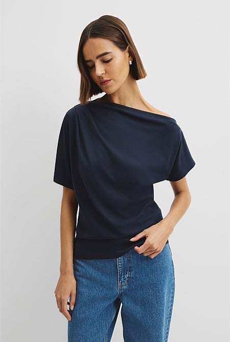 Australian Cotton One Shoulder T-Shirt