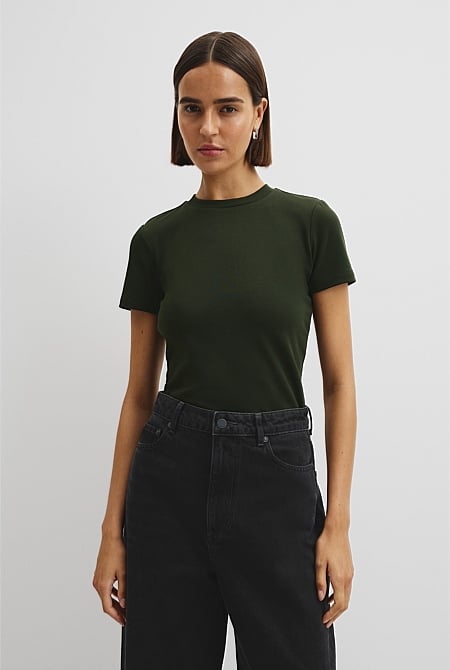 Australian Cotton Blend Fitted T-Shirt