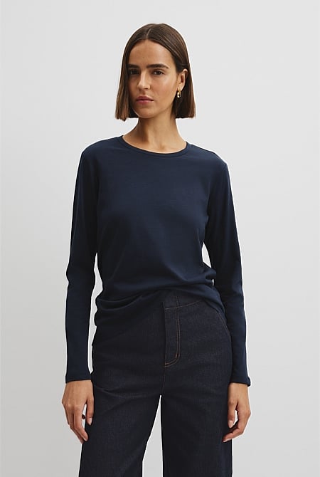 Australian Good Earth Cotton Textured Slub T-Shirt