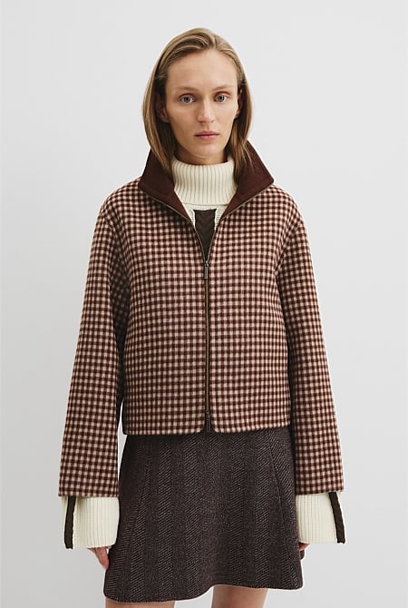 Zip Through Check Jacket