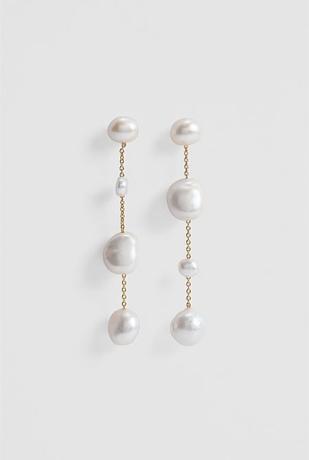 Lila Freshwater Pearl Long Drop Earring