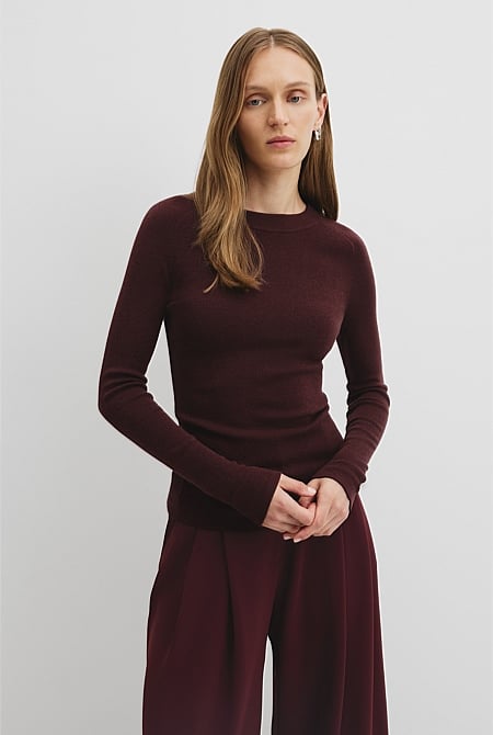 Australian Merino Wool Silk Long Sleeve Knit