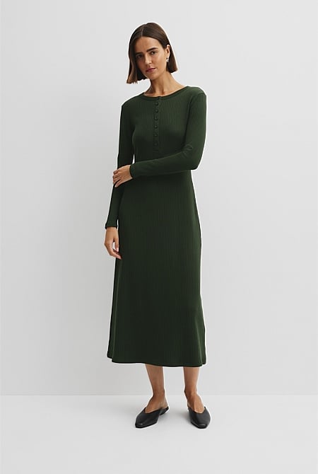 Long Sleeve Henley Dress