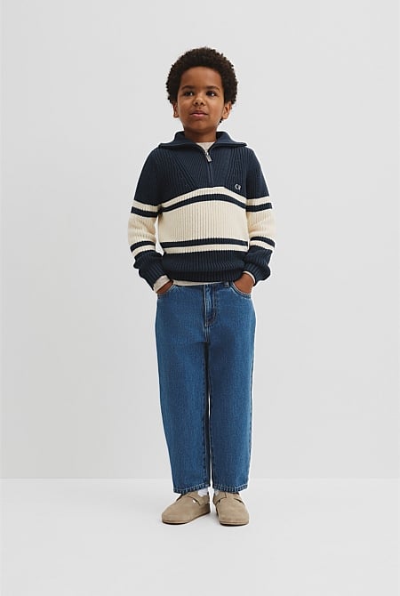 Stripe Half Zip Knit